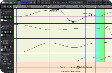 The Motion Editor in the Overdrive application